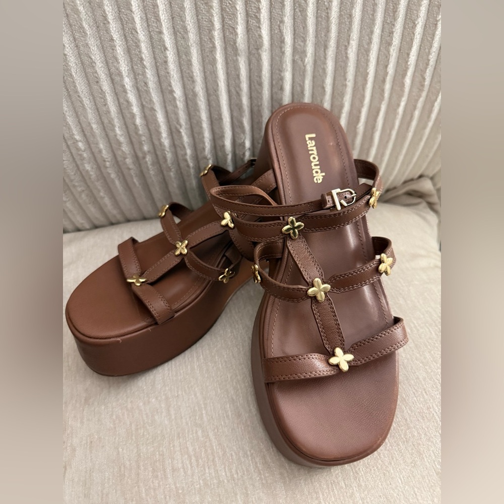 Larroude Brown Platform Sandals